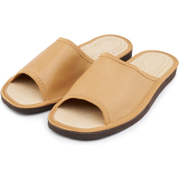 Vlnka Pánske letné kožené šľapky bez špice svetlo hnedá veľkosti obuvi 44365846