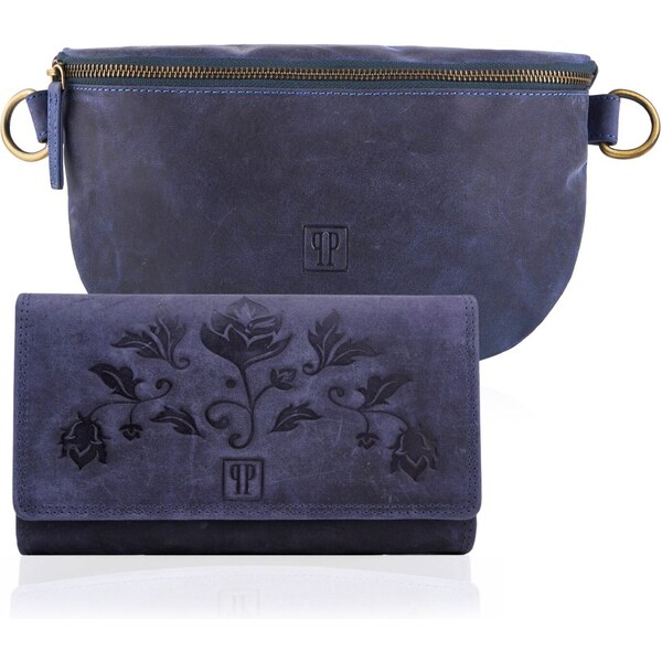 PAOLO PERUZZI Dámsky set ľadvinka + peňaženka | modrá ZUP-56-DB 44058842