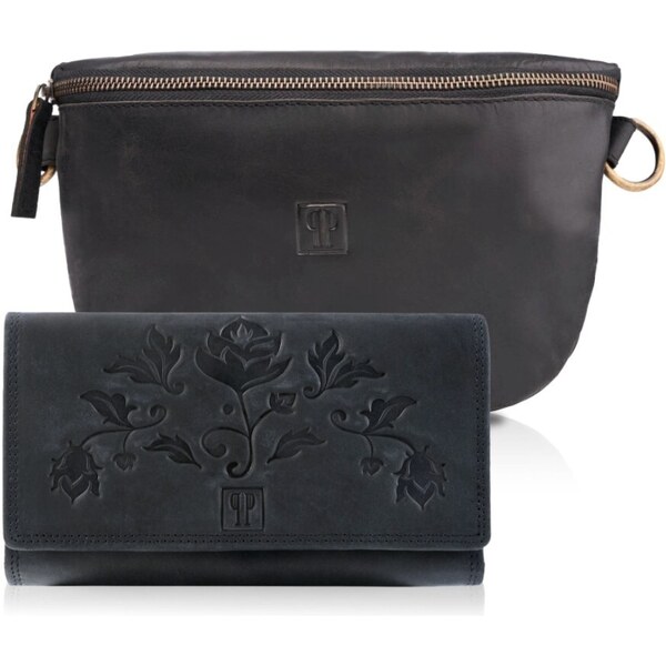 Paolo Peruzzi Dámsky set ľadvinka + peňaženka ZUP-56-BL | čierna ZUP 44442057