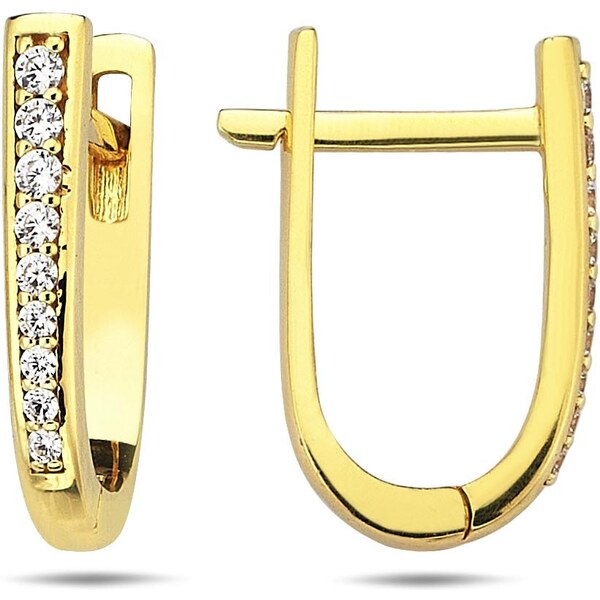 Lillian Vassago Zlaté náušnice so zirkónmi na francúzsky patent LLV98 46723995