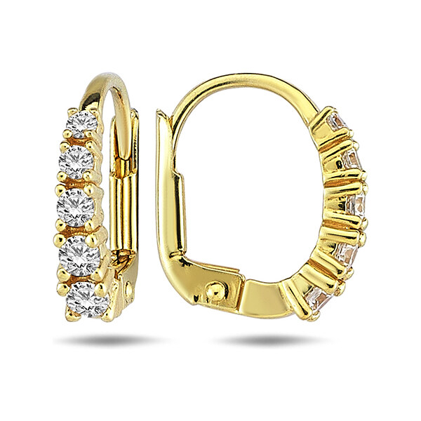 Lillian Vassago Žiarivé zlaté náušnice na patent so zirkónmi LLV98 61672762