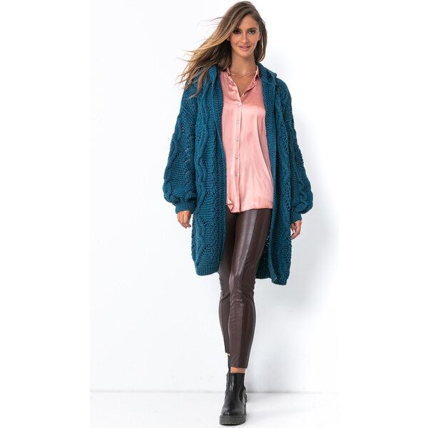 Dámsky kardigan F1493 tm. modrý - Fobya 44507088