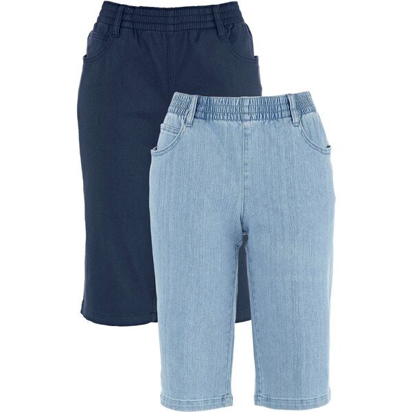 bonprix Strečové bermudy (2ks v balení), farba modrá 44974329