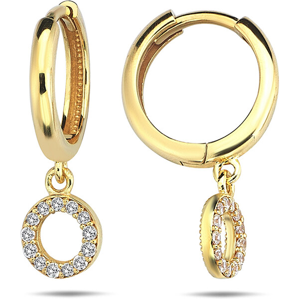 Lillian Vassago Zlaté krúžkové náušnice s kruhom so zirkónmi 1,3 cm 60898260