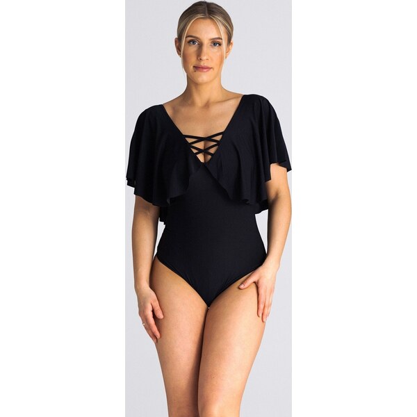 FIGL Čierne body s volánovými rukávmi M938 black 44479389