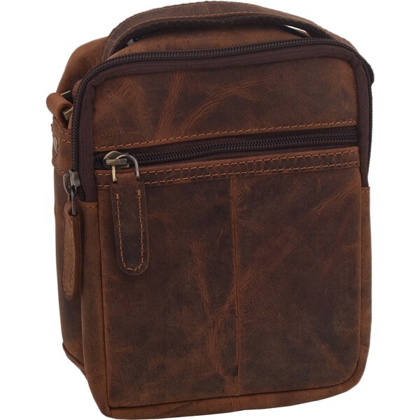 Mercucio Pánske kožené crossbody tmavohnedý hunter 250588 64524501