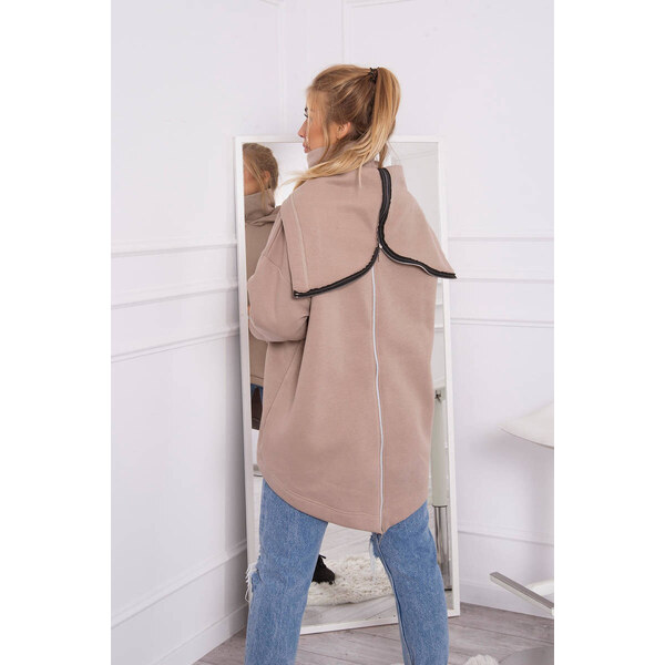 K-Fashion Zateplená mikina so zipsom na chrbte tmavo béžová 44560593