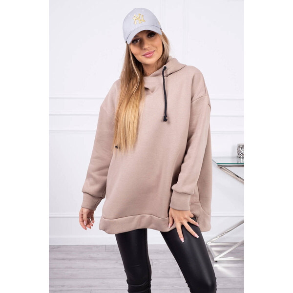 K-Fashion Zateplená mikina so zipsom na boku tmavo béžová 44560598