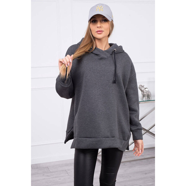 K-Fashion Zateplená mikina so zipsom na boku grafitová 44560601