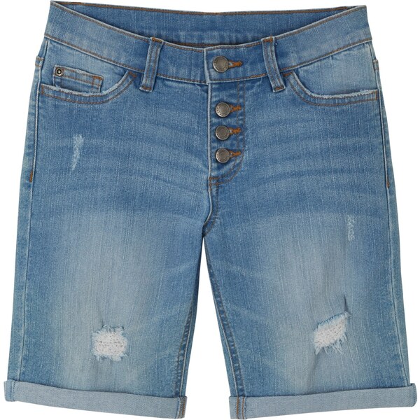 bonprix Strečové džínsové šortky, Mid Waist, farba modrá 44735730