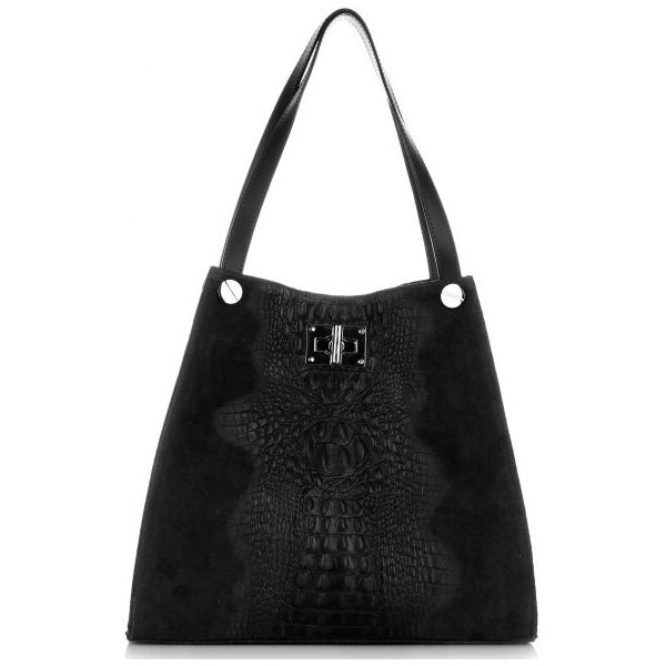 Kožené kabelka shopper bag Vera Pelle čierna 10477 66409468