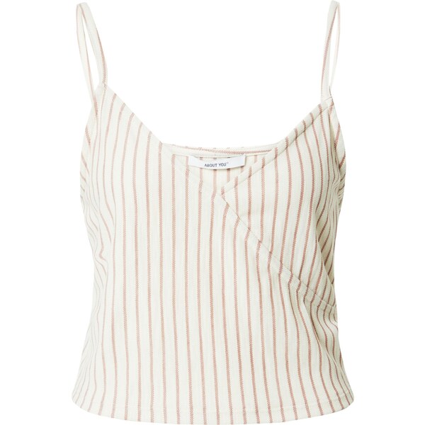 ABOUT YOU Top Kirsten hrdzavo červená / biela 54255017