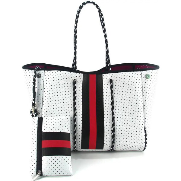 KONO Neoprenová dámska plážová taška vodeodolná bielo-červená JG016 44604242