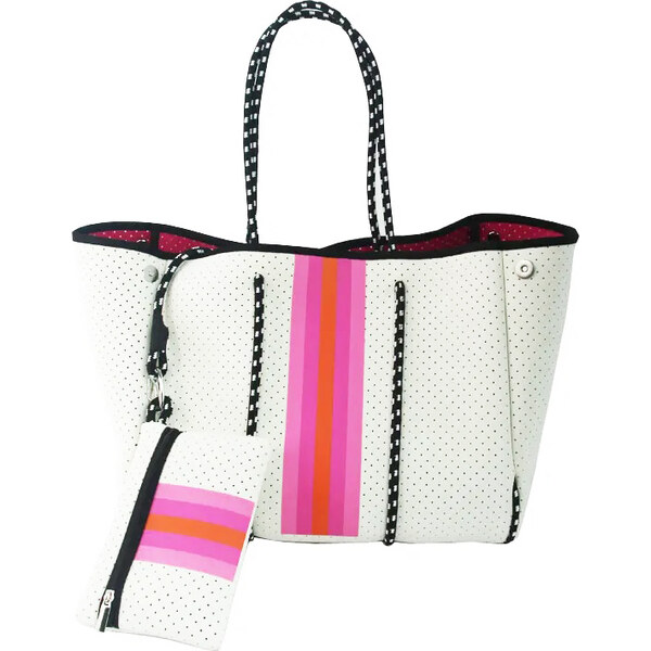 KONO Neoprenová dámska plážová taška vodeodolná bielo-ružová JG052 44604244