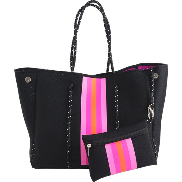 KONO Neoprenová dámska plážová taška vodeodolná čierno-ružová JG067 44604247