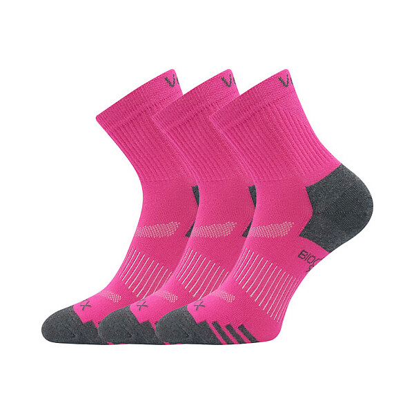 BOAZ kratšie športové ponožky z biobavlny VoXX Magenta 35-38 3 páry 47518112