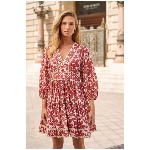 CHOKLATE PARIS Choklate Červené mini šaty s kvetmi 44622922