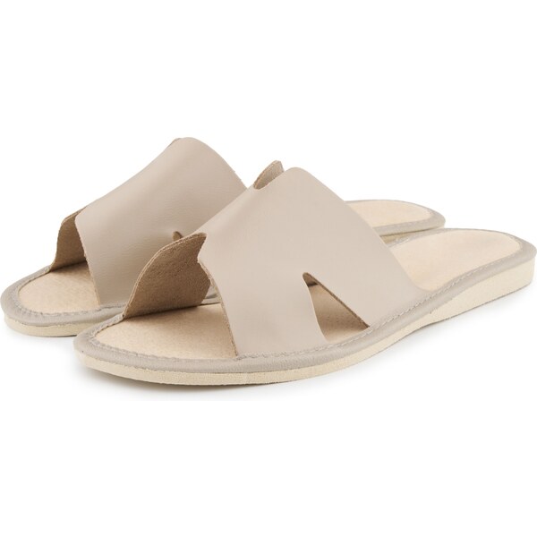 Vlnka Dámske letné kožené šľapky bez špice béžová veľkosti obuvi - 44638813