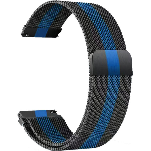 Madvell Kovový Milanese remienok čierna s modrým pruhom 20mm 44954850