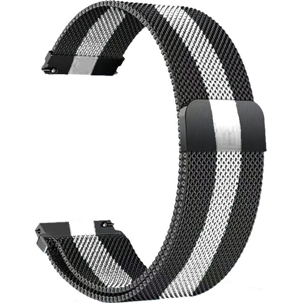 Madvell Kovový Milanese remienok čierna s bielym pruhom 22mm 44954857