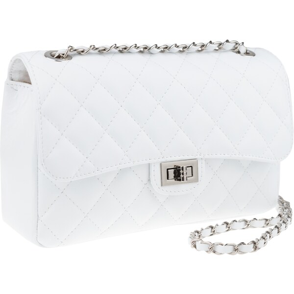 Biela kožená talianska crossbody kabelka Eliana Argento Bianca 44639854