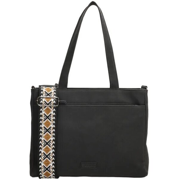 Beagles Čierna kabelka na rameno so vzorovaným ramienkom „Malaga“ 39474784