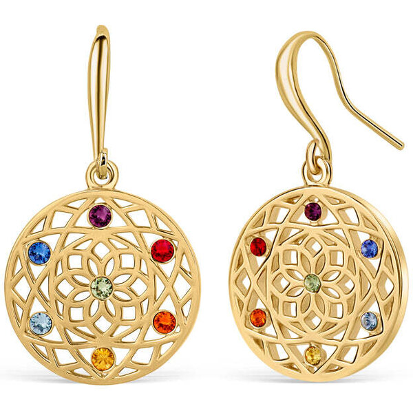 CRYSTalp Štýlové pozlátené náušnice s kryštálmi Chakra Flower 40191 66591677