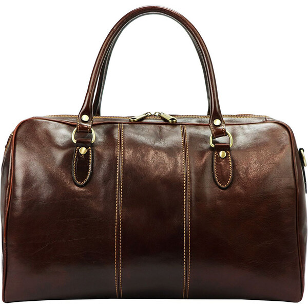 Stredná hnedá kožená cestovná taška Gregorio 61843777