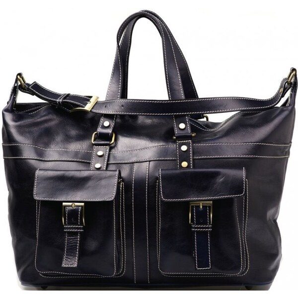 Blaire Kožená cestovná taška Erika tmavo modrá 64987476