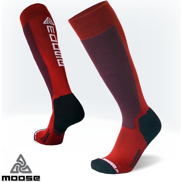 TOURING MERINO elastické funkčné podkolienky Moose Červená XS 1 pár 44755636
