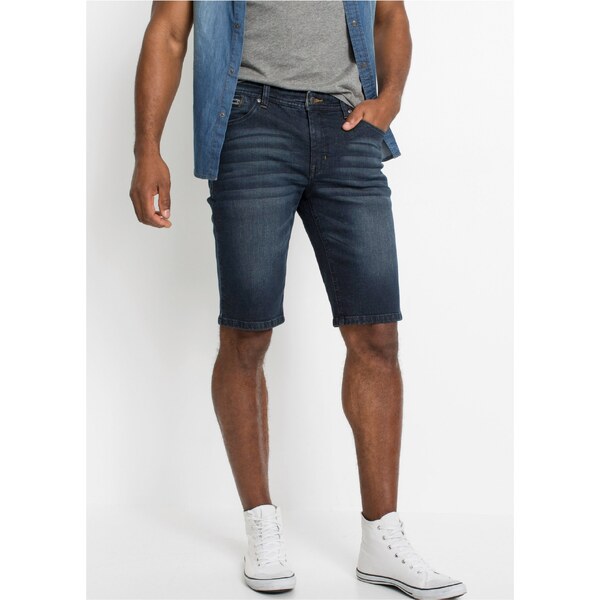 bonprix Strečové džínsové bermudy Slim Fit, farba modrá 44767641