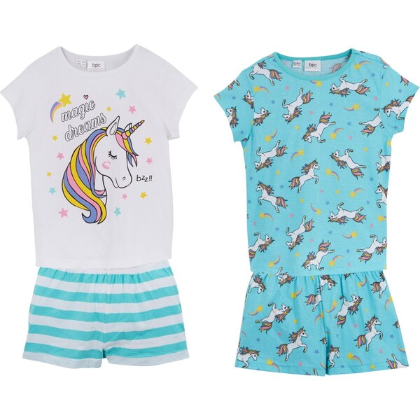 bonprix Krátke pyžamo z čistej bavlny (4-dielne), farba modrá 44733116