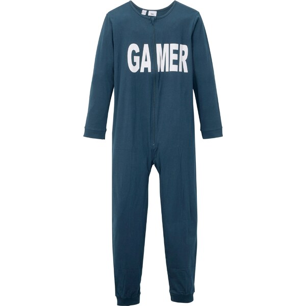 bonprix Pyžamový overal s bio bavlnou, farba modrá 44790133