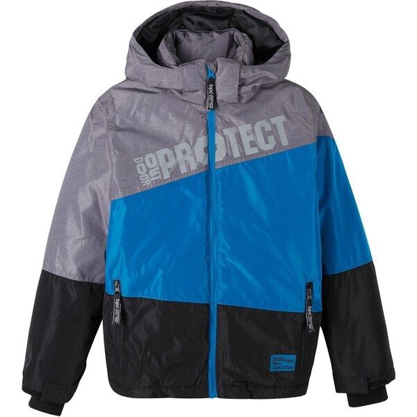 bonprix Zimná bunda s kapucňou, Colourblocking, farba čierna 44790164