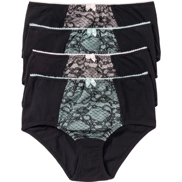 bonprix Maxi nohavičky s bio bavlnou (4 ks), farba čierna 44741535