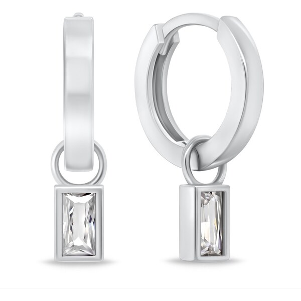 Brilio Silver Minimalistické okrúhle náušnice 2v1 s kubickým zirkónom 66582807