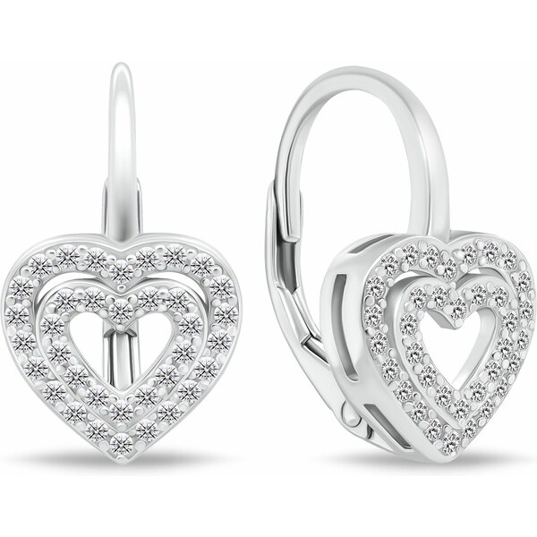 Brilio Silver Pôvabné strieborné náušnice srdiečka EA111W 66595412