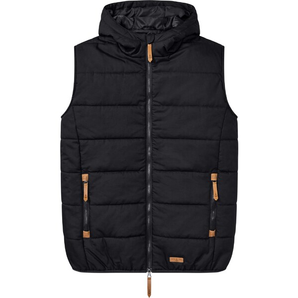 bonprix Prešívaná vesta s kapucňou a koženkovými detailmi, farba 44828021