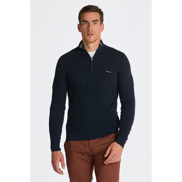 SVETER GANT COTTON PIQUE HALFZIP EVENING BLUE 49041199