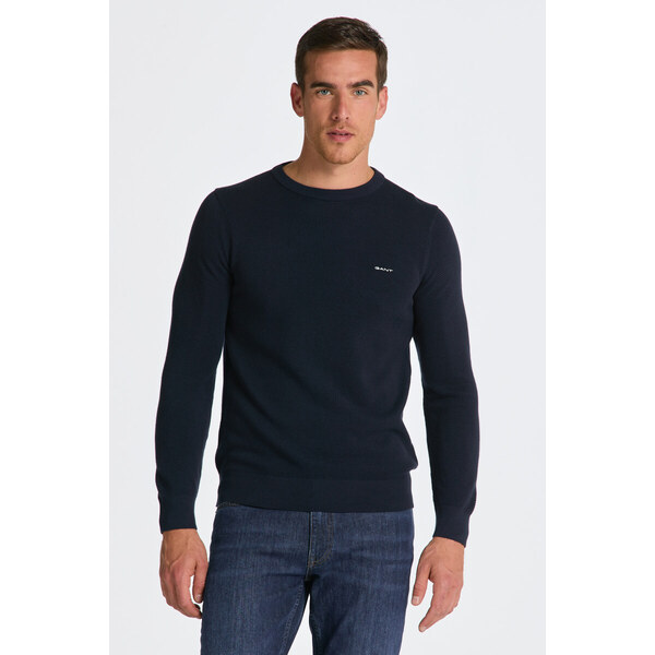 SVETER GANT COTTON PIQUE C-NECK EVENING BLUE 47333784