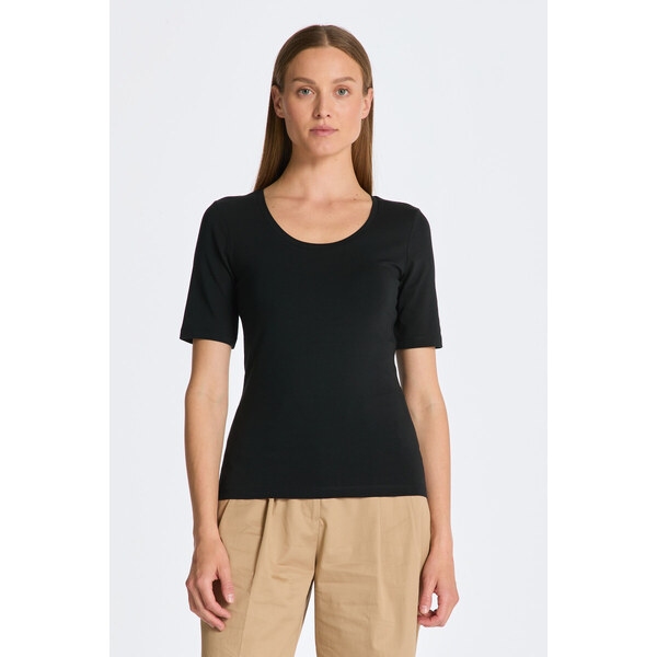 TRIČKO GANT SLIM COT/ELA SS SCOOP NECK TOP BLACK 48836873