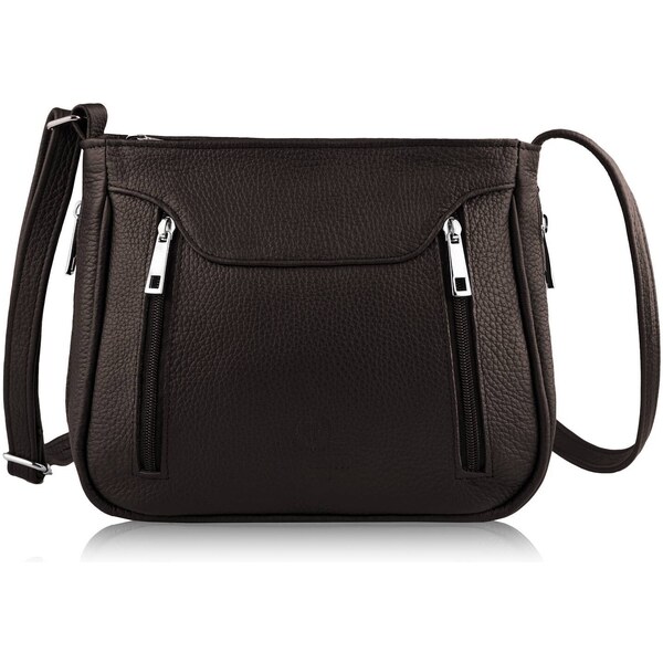 PAOLO PERUZZI Malá kožená kabelka Z-52-BR | tmavohnedá Z-52-BR 44961625