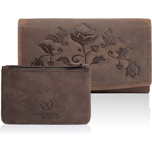 Paolo Peruzzi Dámska kožená peňaženka + puzdro ZUP-36-BR | hnedá ZUP 44961628