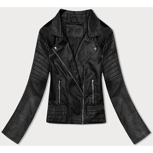 J.STYLE Čierna bunda ramoneska s golierom (11Z8098) 49764131