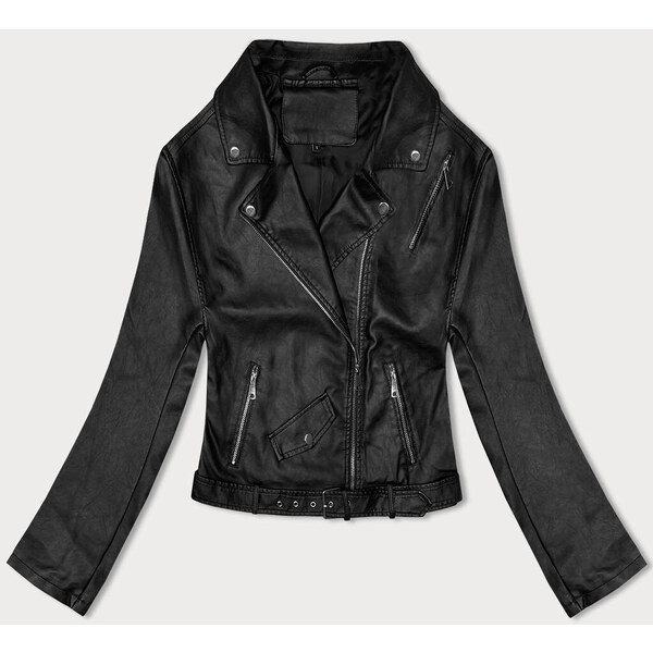 J.STYLE Čierna bunda ramoneska s opaskom (11Z8061) 49764132