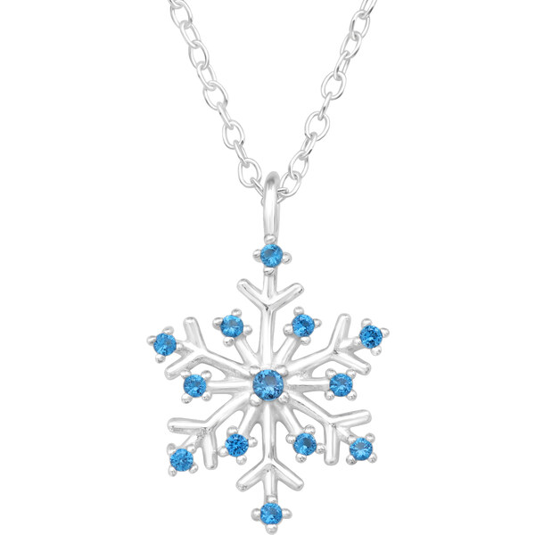 Olivie Strieborný náhrdelník MODRÁ SNEHOVÁ VLOČKA 7656 45111270