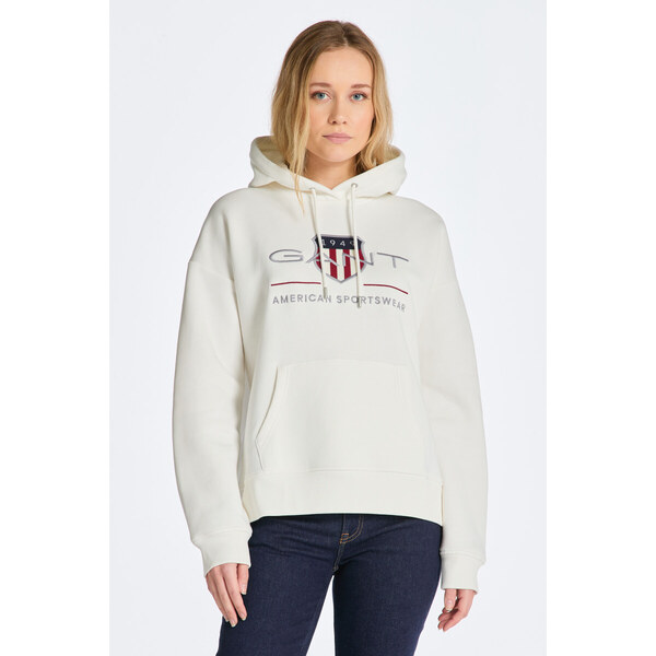 MIKINA GANT REL ARCHIVE SHIELD HOODIE EGGSHELL 48836849