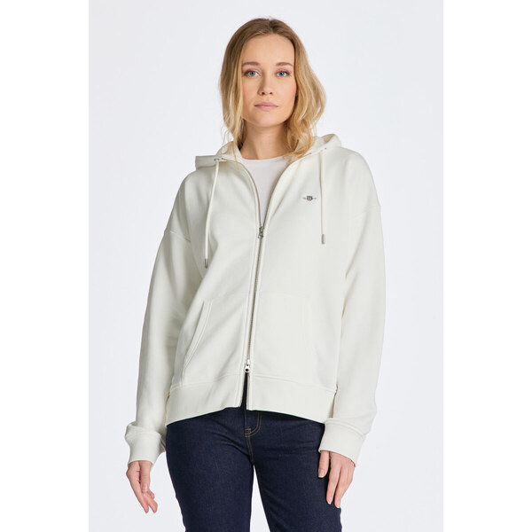 MIKINA GANT REL SHIELD ZIP HOODIE EGGSHELL 48836851