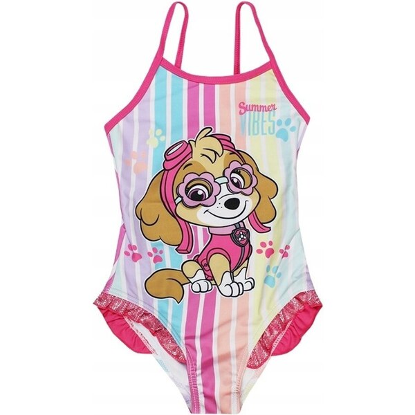SunCity Dievčenské jednodielne pruhované plavky Paw Patrol 45138384
