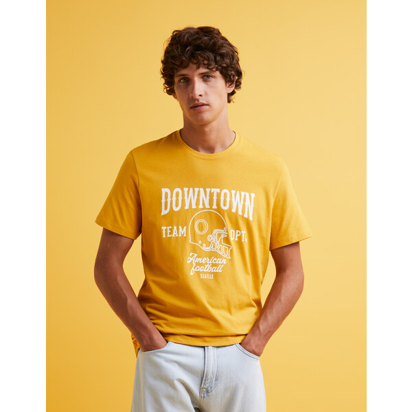 Žlté pánske tričko Celio Feklyn 50591004